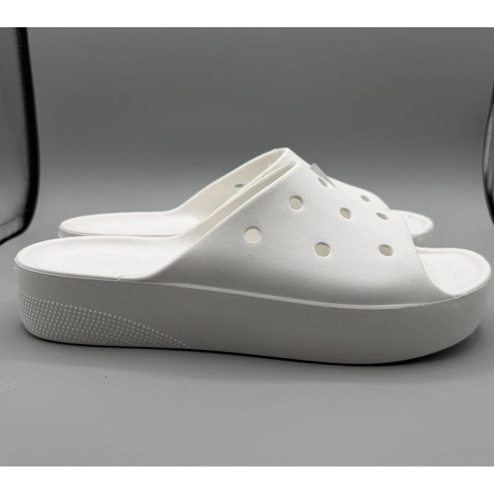 Crocs Classic Platform Slide White Womens Size 11 Casual Sandals Slippers NEW